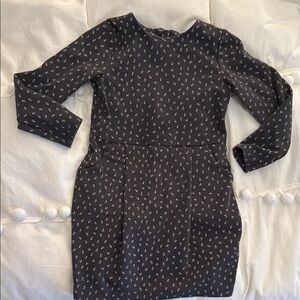 Dark grey black Patterned Dress with pockets